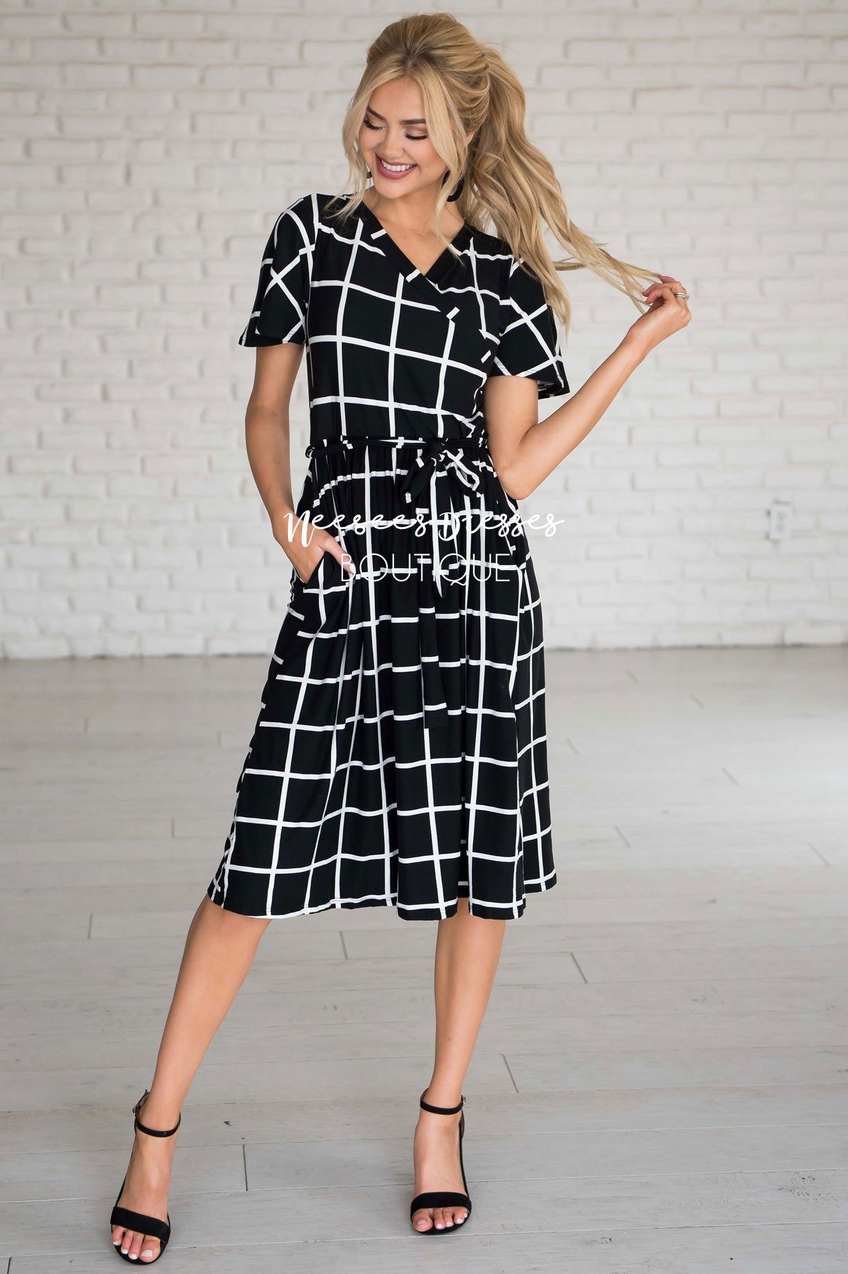 The Moxie Grid Print Dress