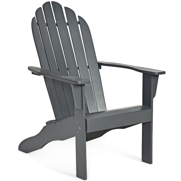 Costway Outdoor Adirondack Chair Solid Wood Durable Patio Garden Furniture Graynaturalwhite