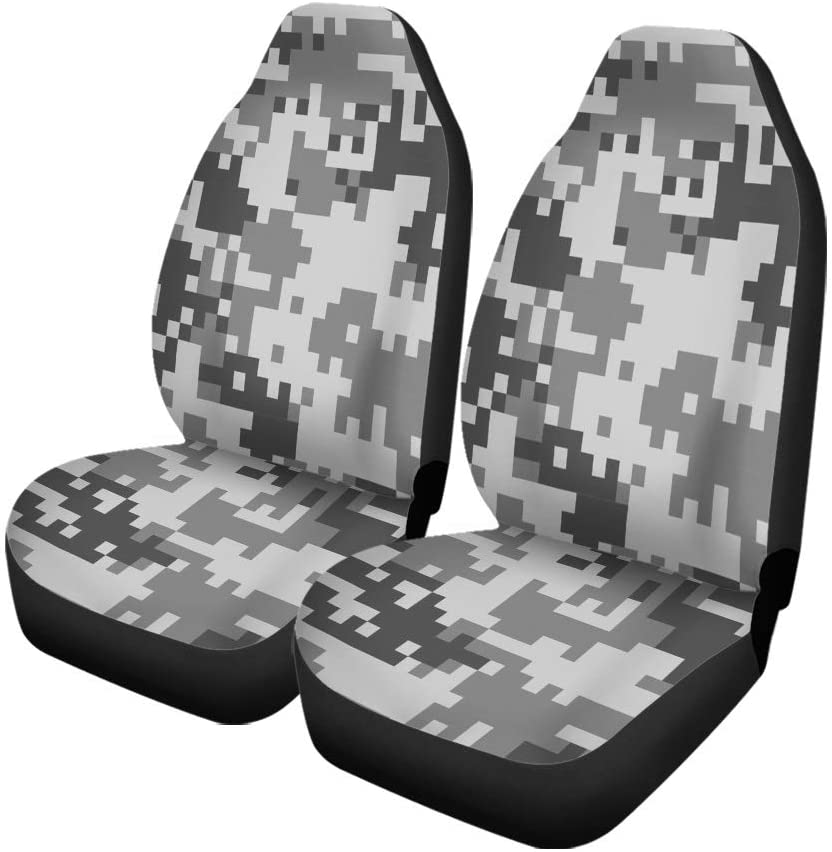 FMSHPON Set of 2 Car Seat Covers Digital Camouflage Universal Auto Front Seats Protector Fits for Car，SUV Sedan，Truck