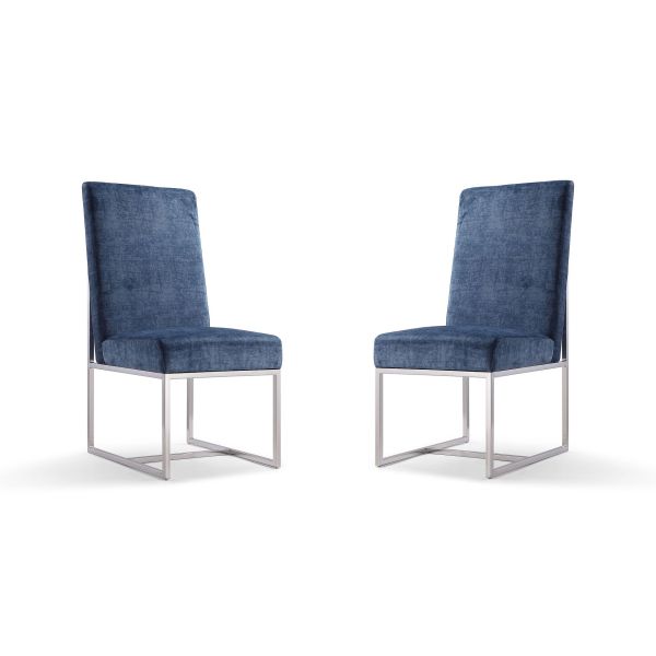 Element Velvet Dining Chair in Blue (Set of 2)