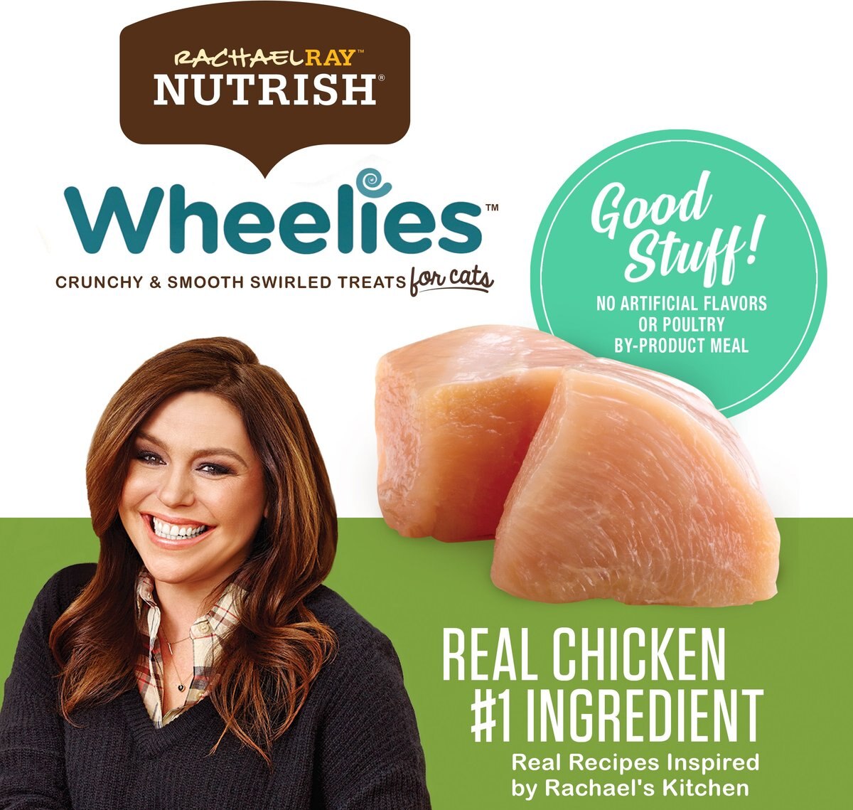 Rachael Ray Nutrish Wheelies Real Chicken Crunchy and Smooth Swirled Cat Treats