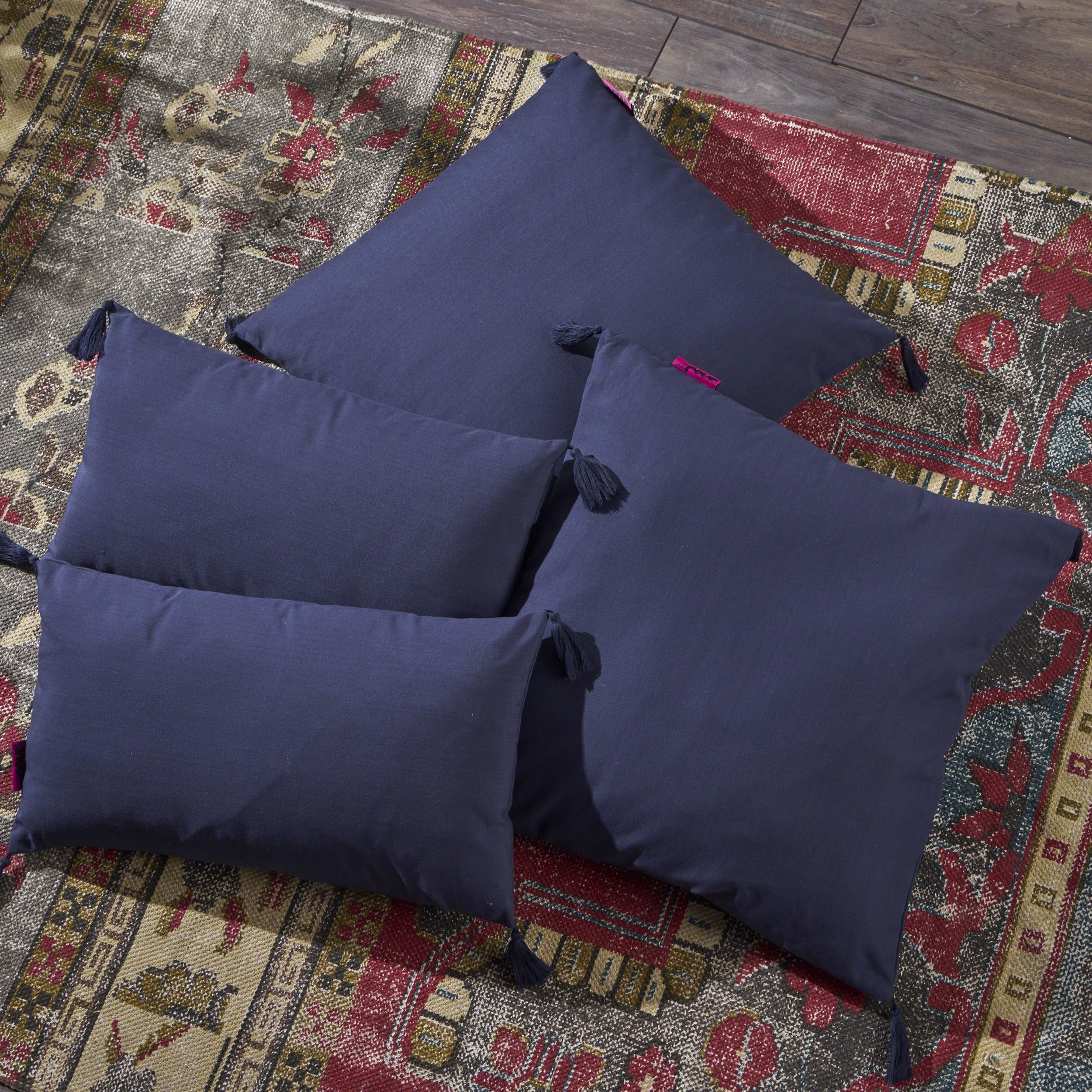 Nolan Fabric Tassel Square and Rectangular Throw Pillow - Set of 4