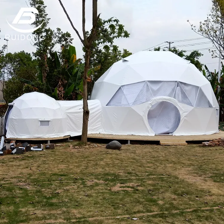 Waterproof Outdoor White Transparent 3 4  person Camping Geodesic Dome Tent Small PVC Glamping Tents for Sales