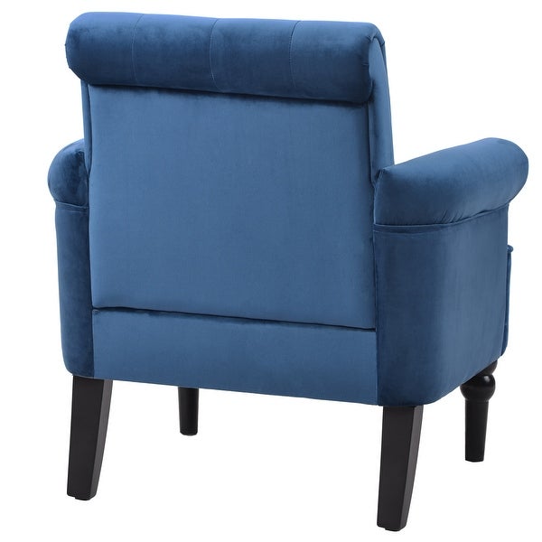 Elegant Button Tufted Club Chair Accent Armchairs with Wooden Legs