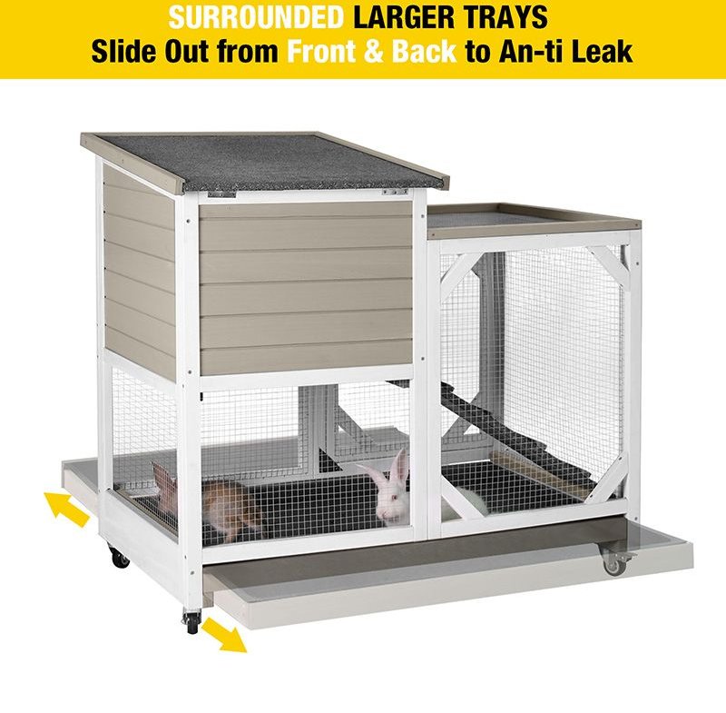 Aivituvin Indoor Rabbit Hutch with Pull-Out Tray， Large