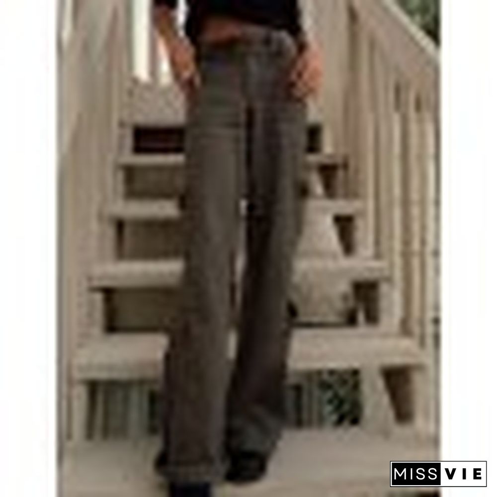 Buttoned Straight Leg Cargo Jeans