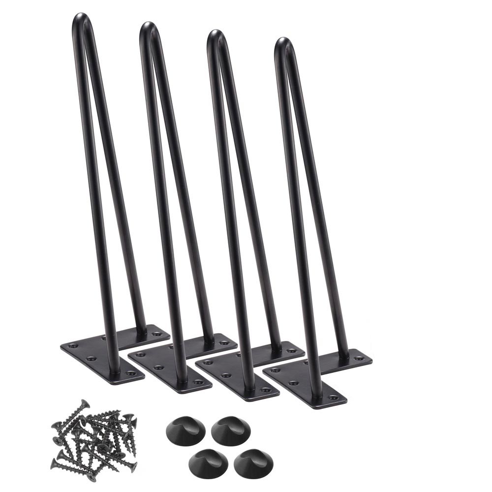 Yescom Hairpin Legs Metal 12 Inch w/ Feet Set of 4, Black