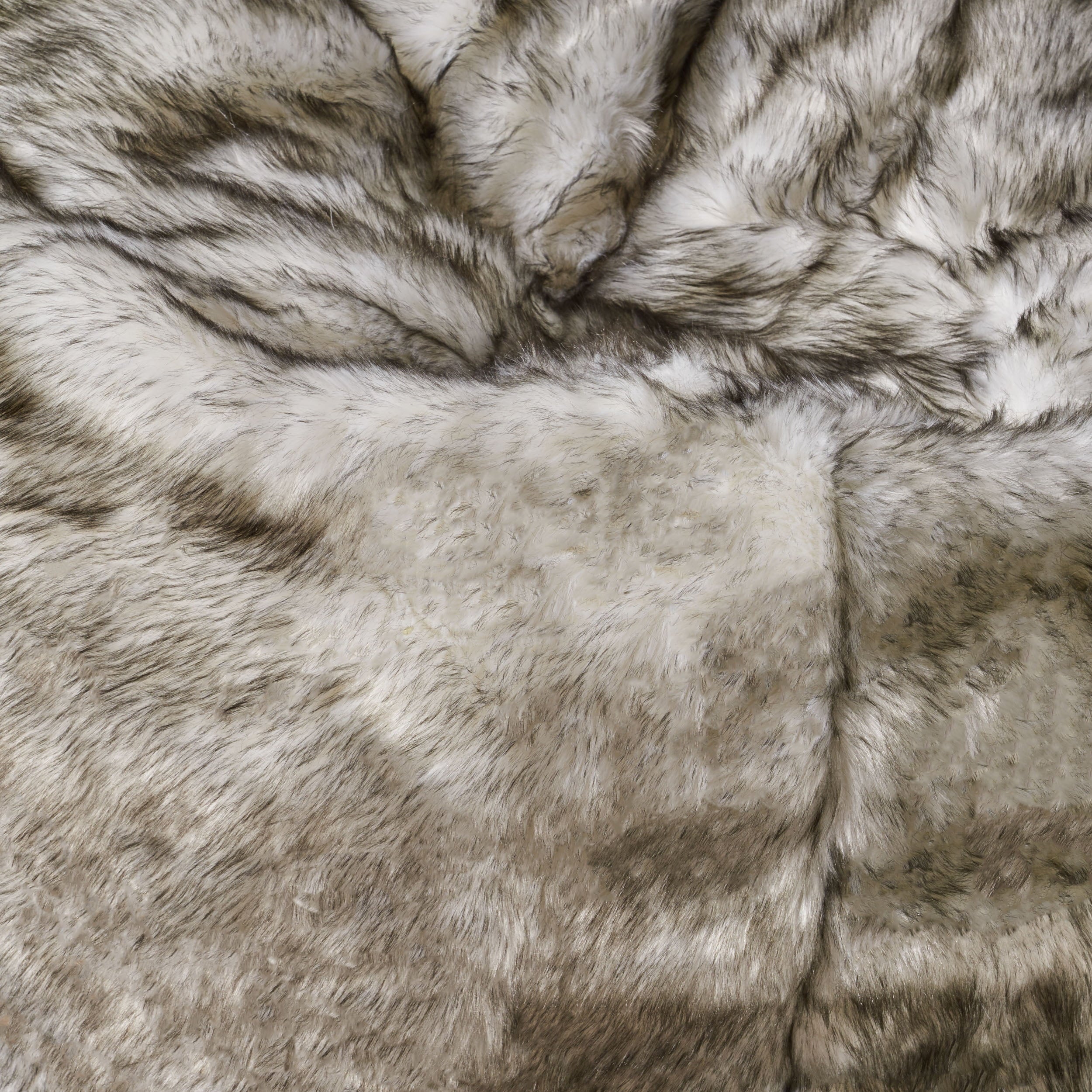 Noble House 3' Faux Fur Bean Bag Chair, White + Grey