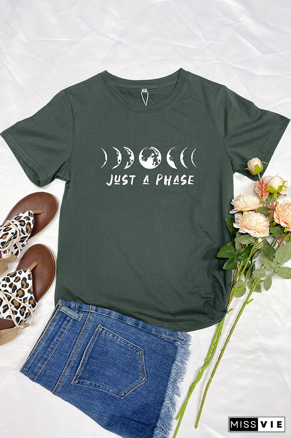 It's Just A Phase Moon Graphic T-Shirt Wholesale