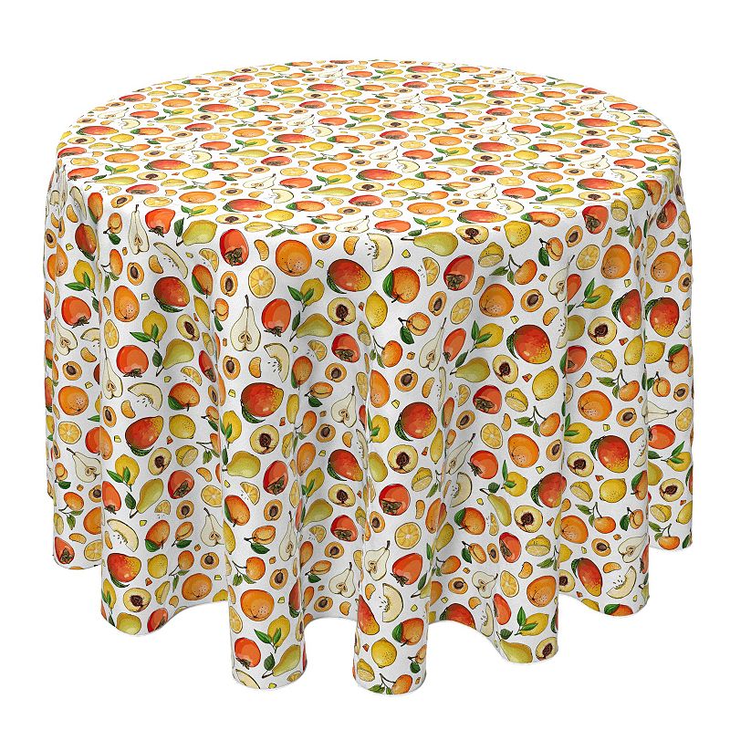 Round Tablecloth， 100% Cotton， 60 Round， All Kinds of Fruits