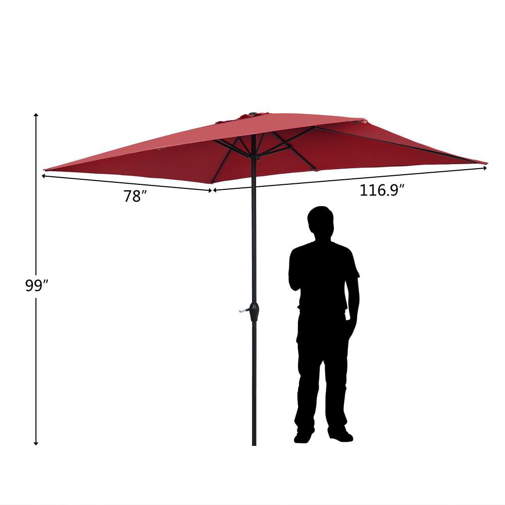 Winado 10ft Square Patio Outdoor Umbrella Market Umbrella with Crank Red