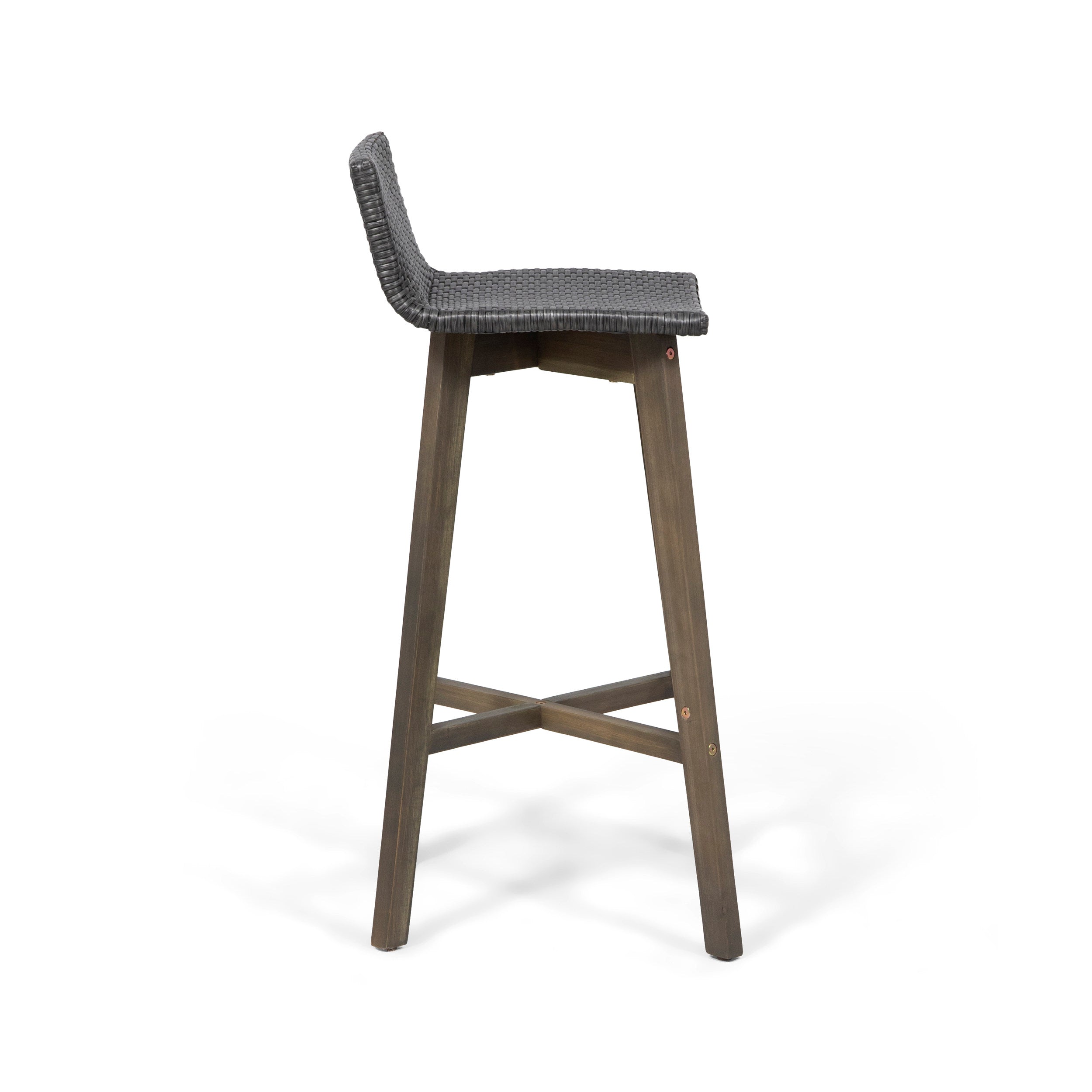 Jessie Outdoor Wood & Wicker Barstools (Set of 4)