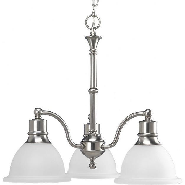 Progress Lighting Madison 3 light Chandelier Brushed Nickel Reversible Glass Up down Mounting Canopy Included