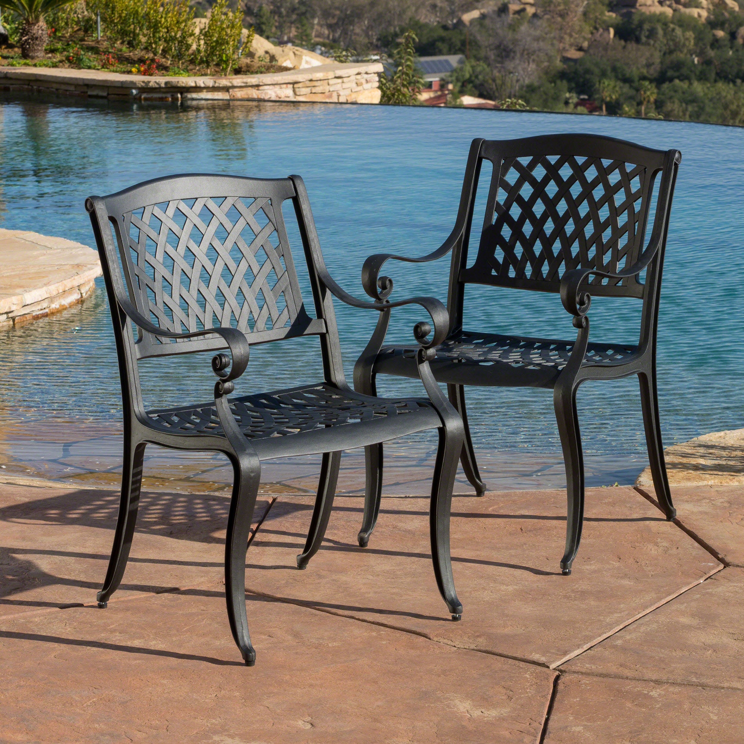 Marietta Outdoor Cast Aluminum Dining Chair (Set of 2)