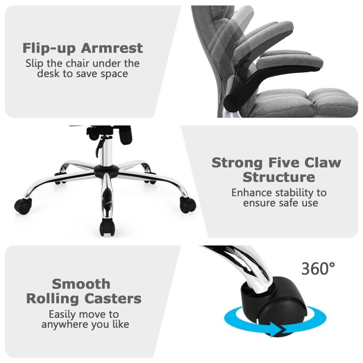 Adjustable Swivel Office Chair with High Back and Flip up Arm for Home and Office   30\