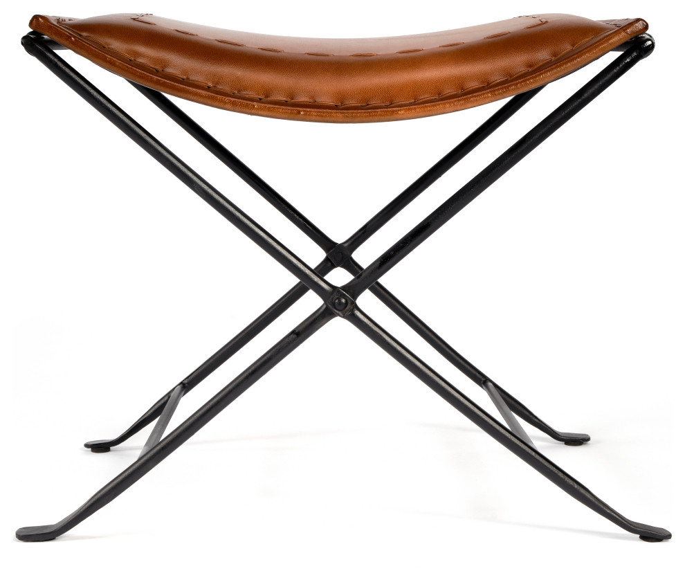 Butler Melton Leather Stool   Industrial   Folding Chairs And Stools   by Butler Specialty Company  Houzz