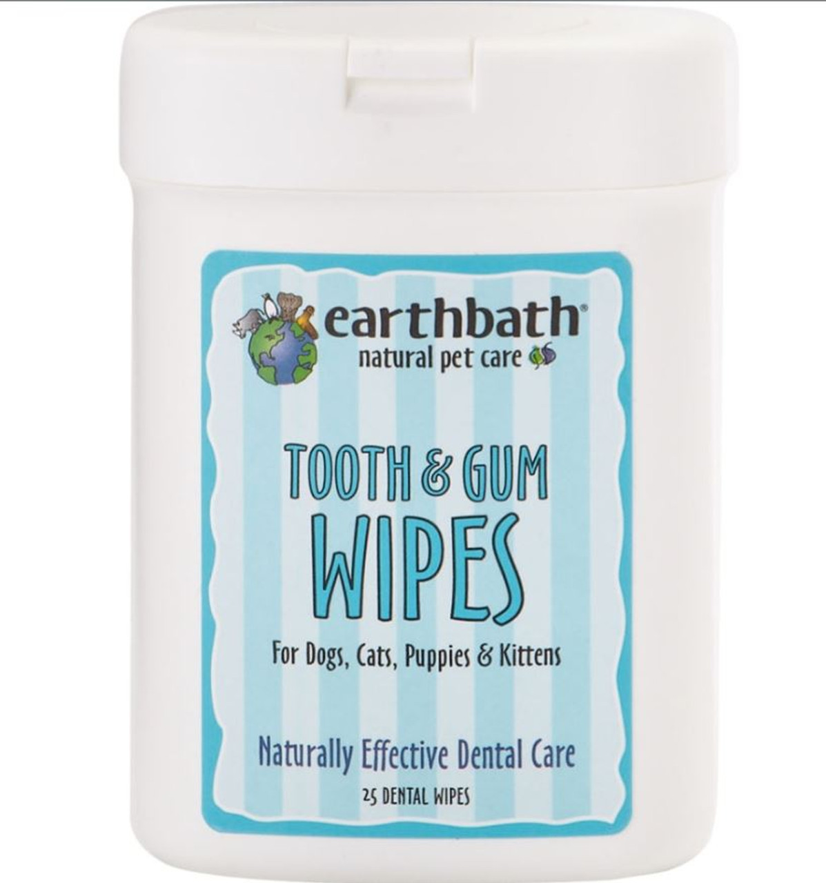 Earthbath Peppermint Tooth and Gum Wipes， 25 Count