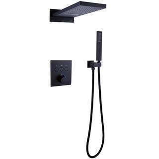 CASAINC 2-Spray Patterns with 1.5 GPM 10 in. Tub Wall Mount Dual Shower Heads in Spot Resist Matte Black WE-SS06MB