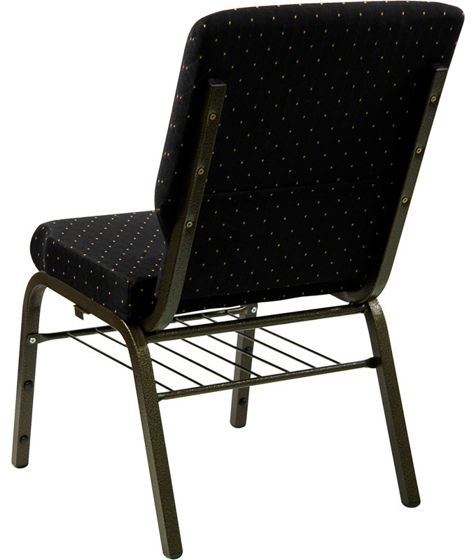 18.5  x27 x27W Church Chair  Black Dot Patterned Fabric  Book Rack  Gold Vein Frame   Contemporary   Dining Chairs   by Pot Racks Plus  Houzz