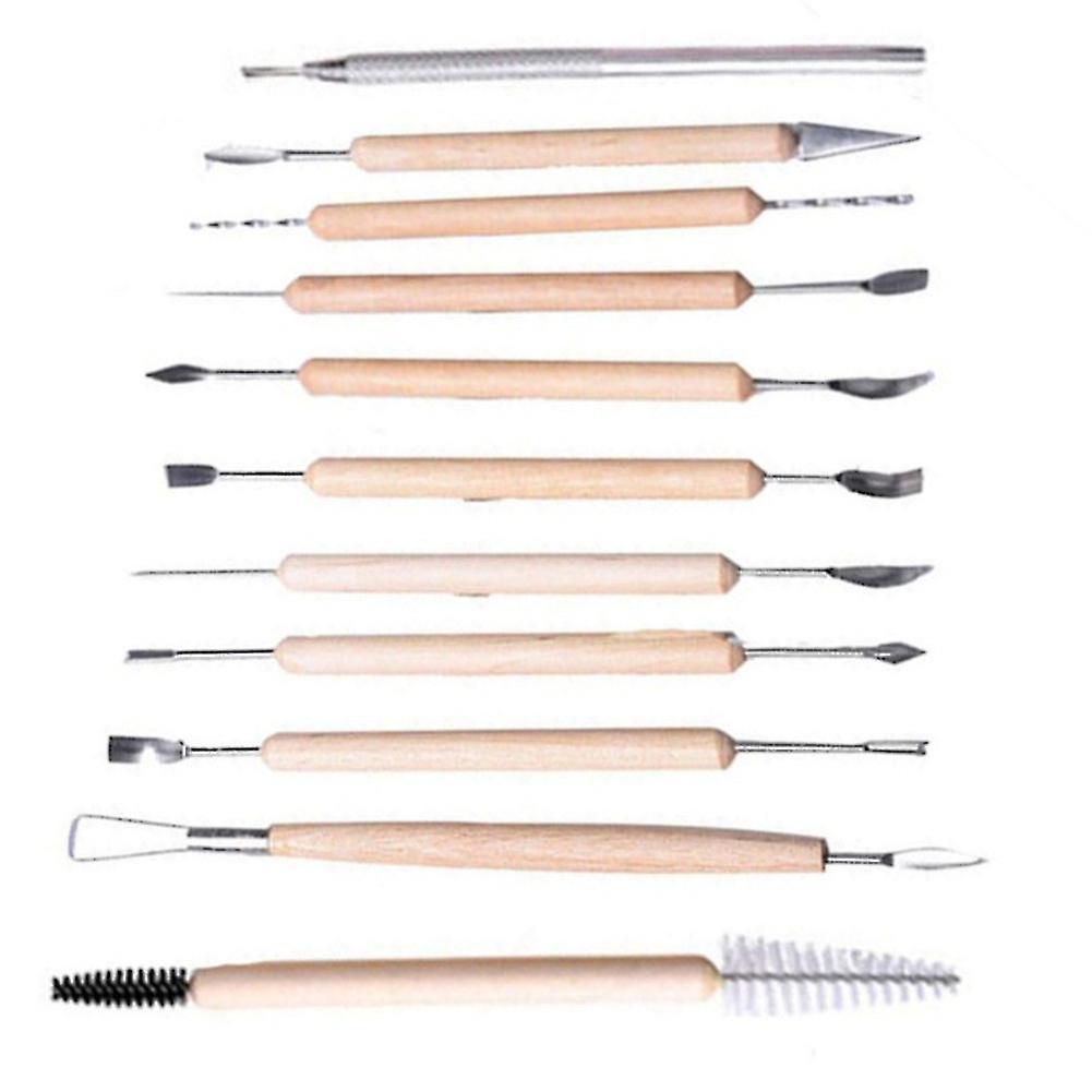 11pcs Clay Sculpting Kit Pottery Tool Ceramic Clay Tools Wooden Handle Polymer Shapers Modeling Carved Tool Craft Kits