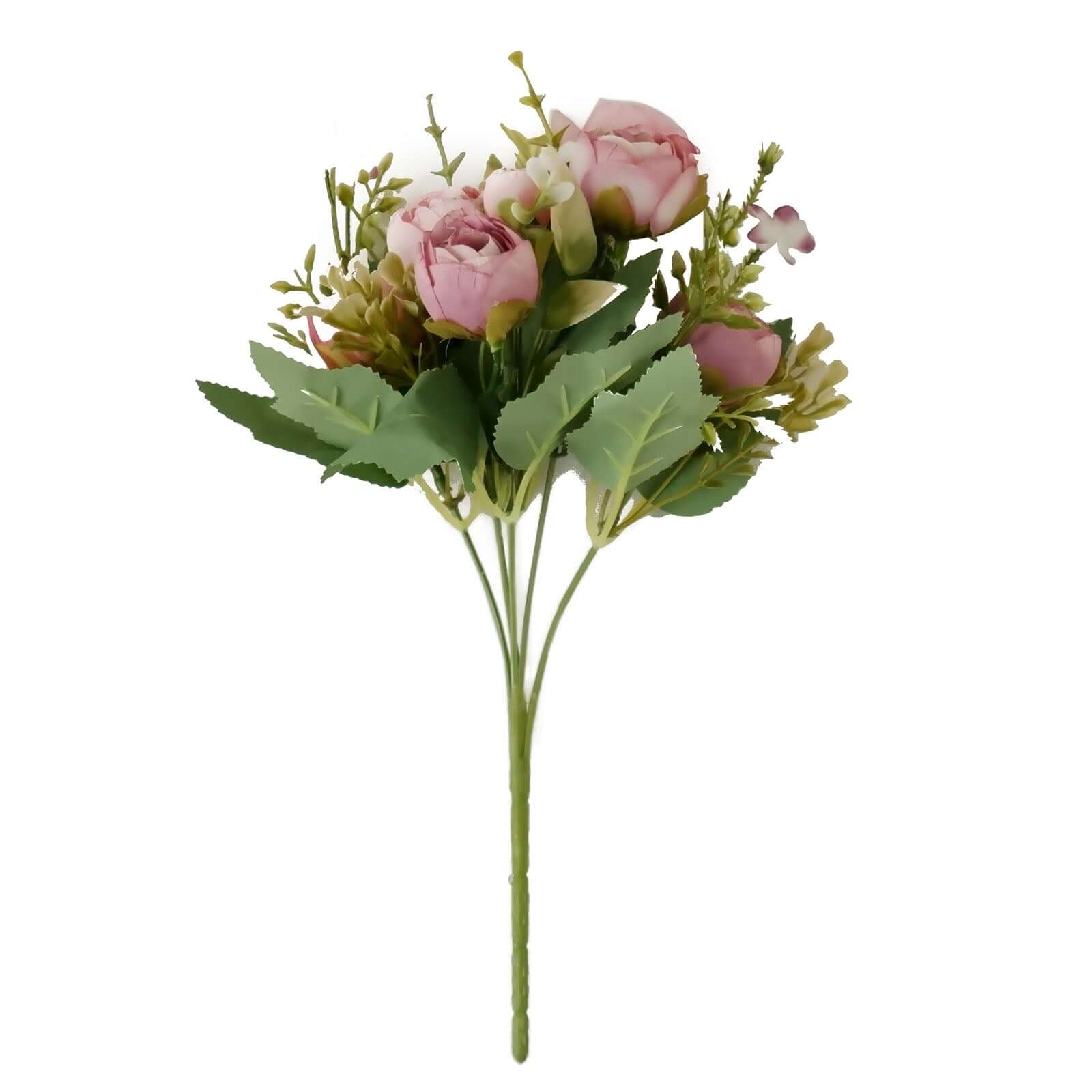 4 Pack Artificial Dusty Rose Mini Ranunculus Silk Flower Arrangements, Faux Buttercup Floral Bouquets 12