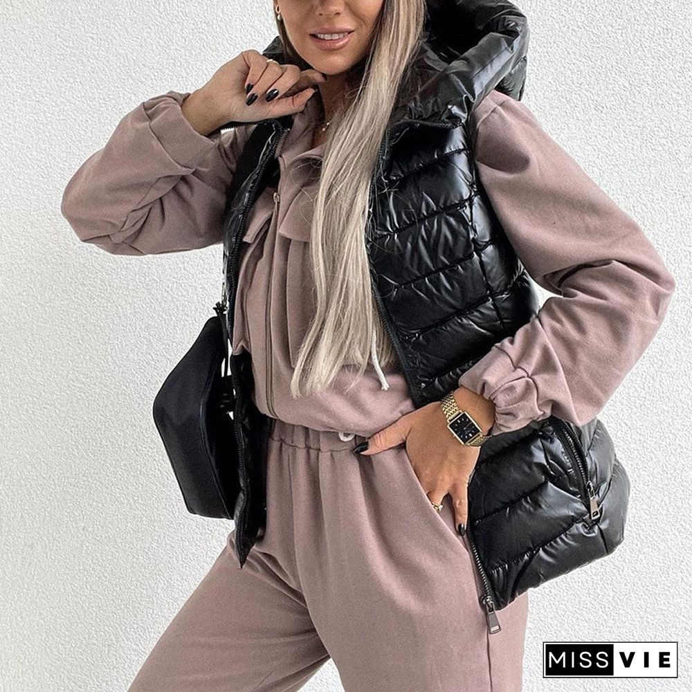 Spring Autumn Sportswear Outfits Women Fashion Zipper Cardigan And Elastic Waist Pants Tracksuit Casual Solid 2pcs Suit Set