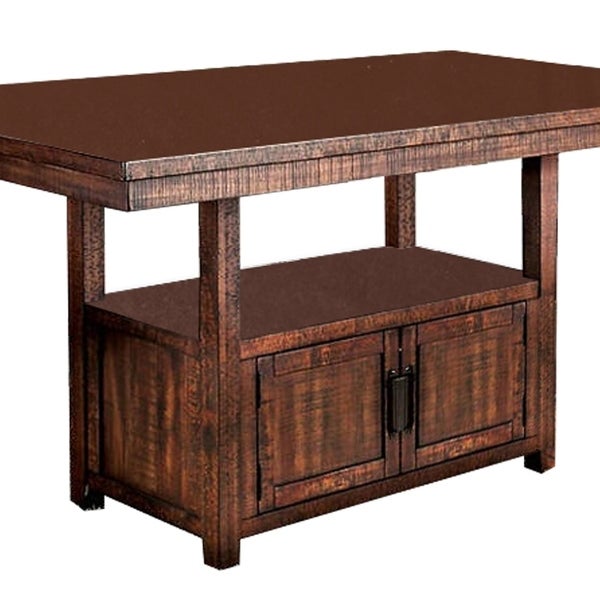 Wooden Dining Table with Additional Storage Space， Brown