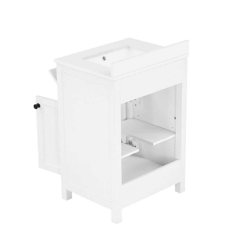 Home Decorators Collection Hanna 24 in. W x 19 in. D x 34.50 in. H Freestanding Bath Vanity in White with White Engineered Stone Top Hanna 24W