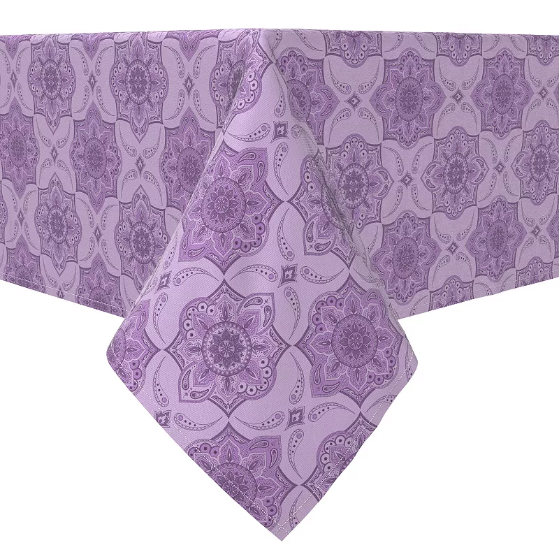 Square Tablecloth， 100% Cotton， 60x60， Purple Damask Paisley