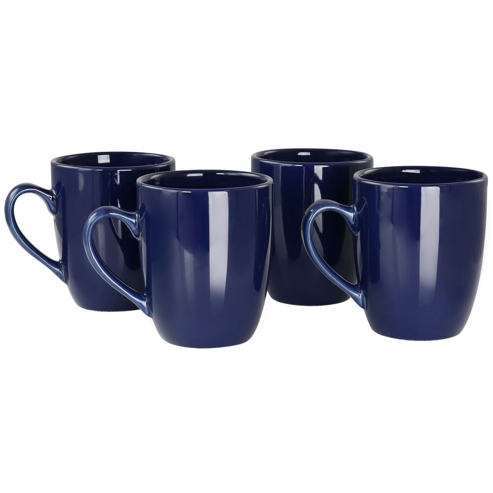 Simply Essential 4 Piece Stoneware 14.4oz Coffee Mug Set in Navy Blue