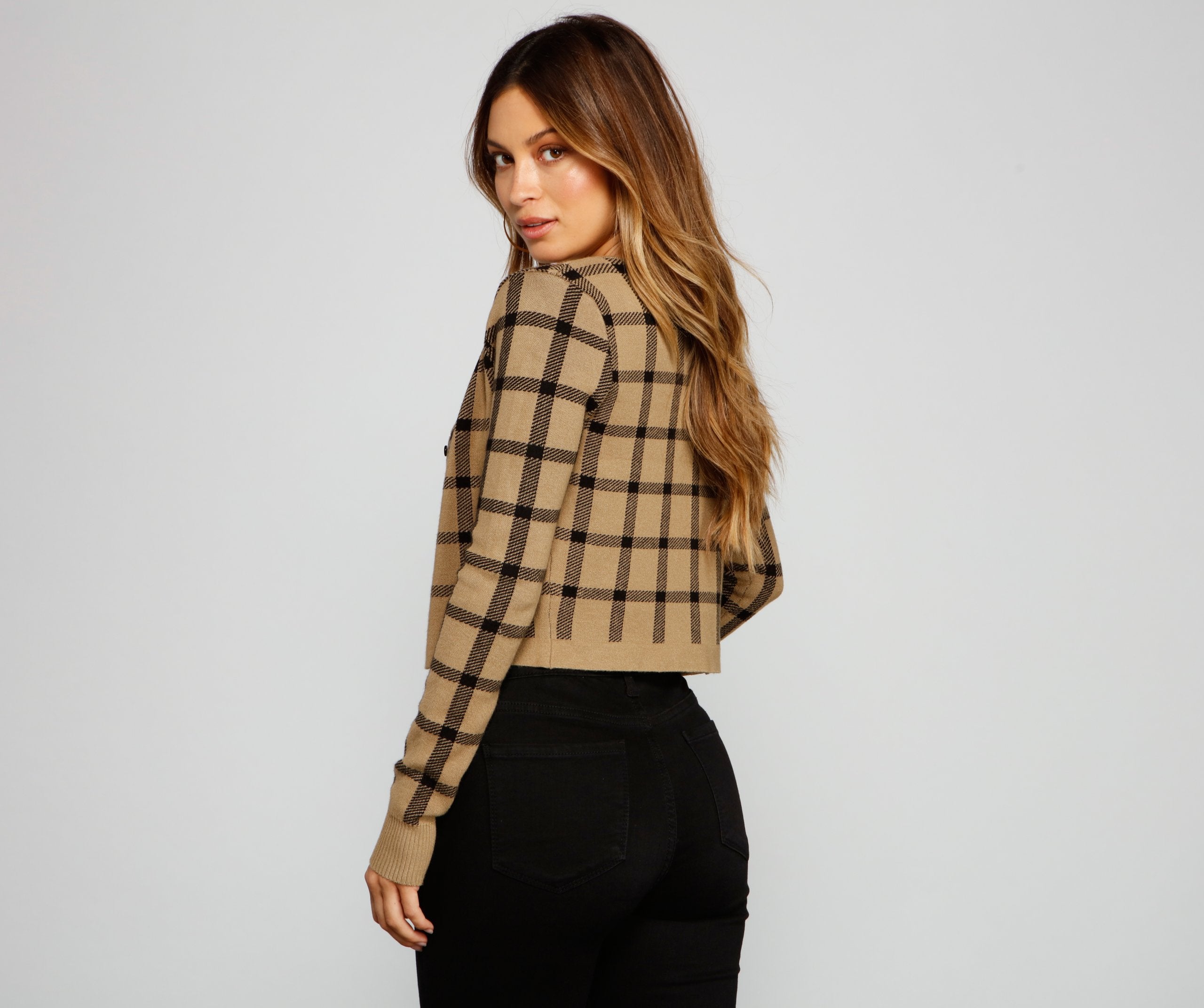 Plaid Daze Cropped Cardigan