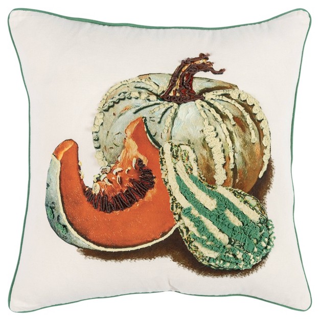 Oversize Gourds Square Throw Pillow Cover Green Rizzy Home