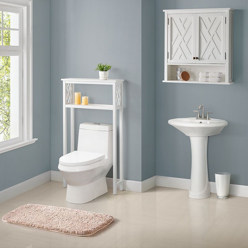 Bolton Coventry Over Toilet Wall Mounted Bath Storage Cabinet with Two Doors and Open Shelf