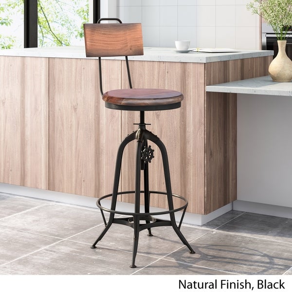 Clarkson Modern Industrial Acacia Wood Bar Stool by Christopher Knight Home