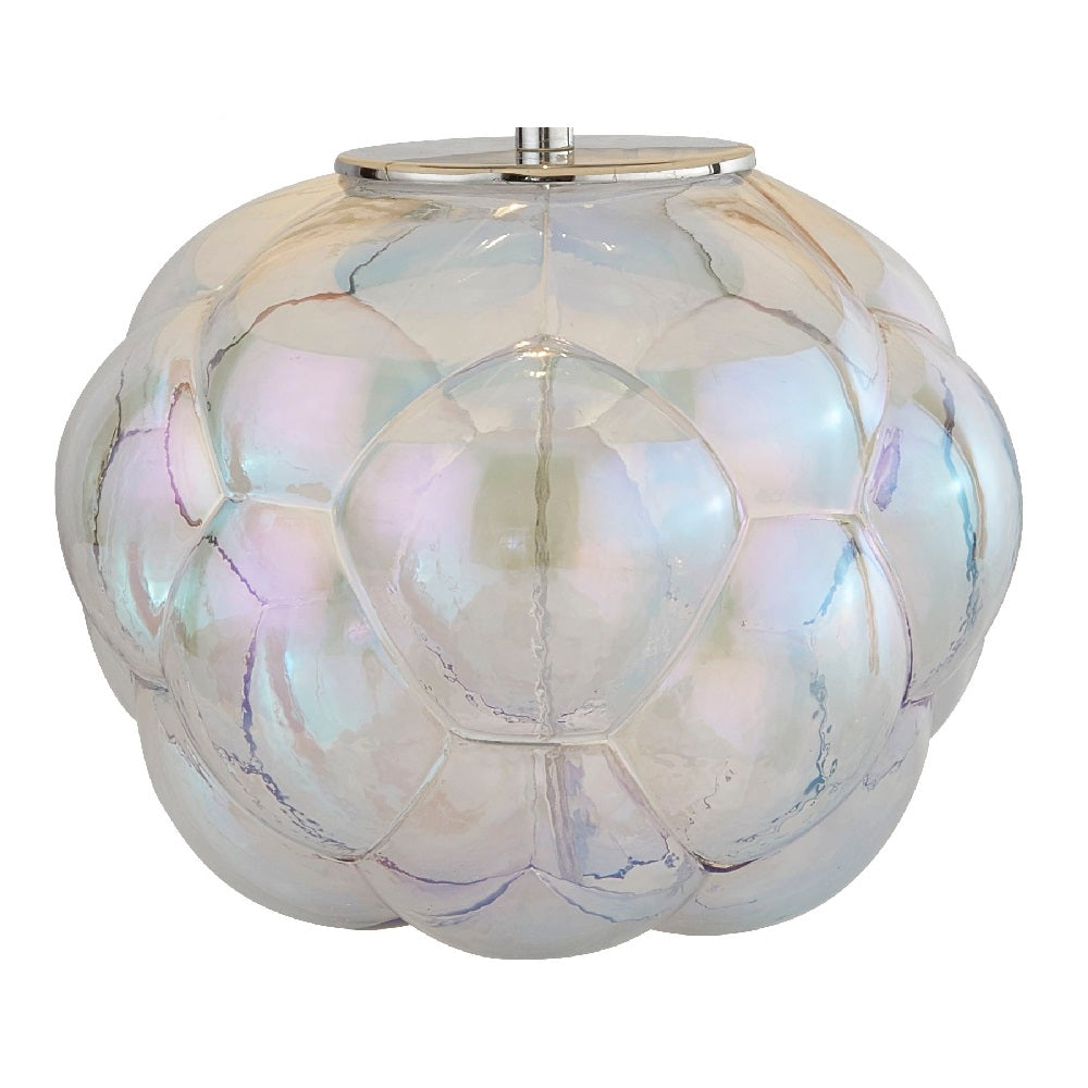 DOT 9711LU Chrome & Iridescent Bubble Glass Retro Table Lamp with White Shade