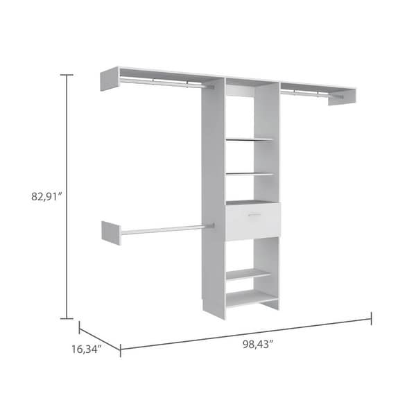 Distinctive Design 1-Drawer 5-Shelf Closet System for Living Room， Extra Space， Easy Assemble， Living Room， Bedroom - - 37928509