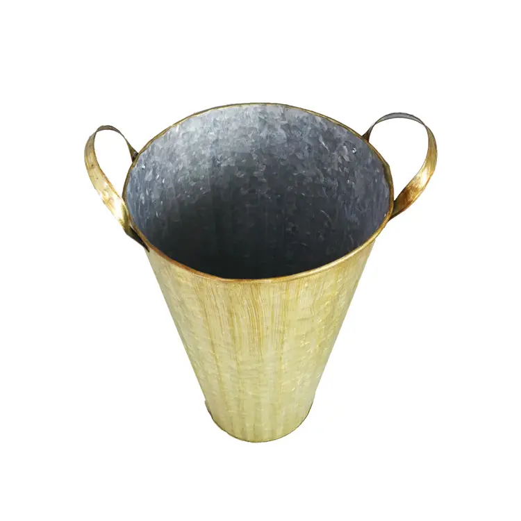 Hot sale french gold bucket farmhouse buckets for flowers galvanized buckets for flowers