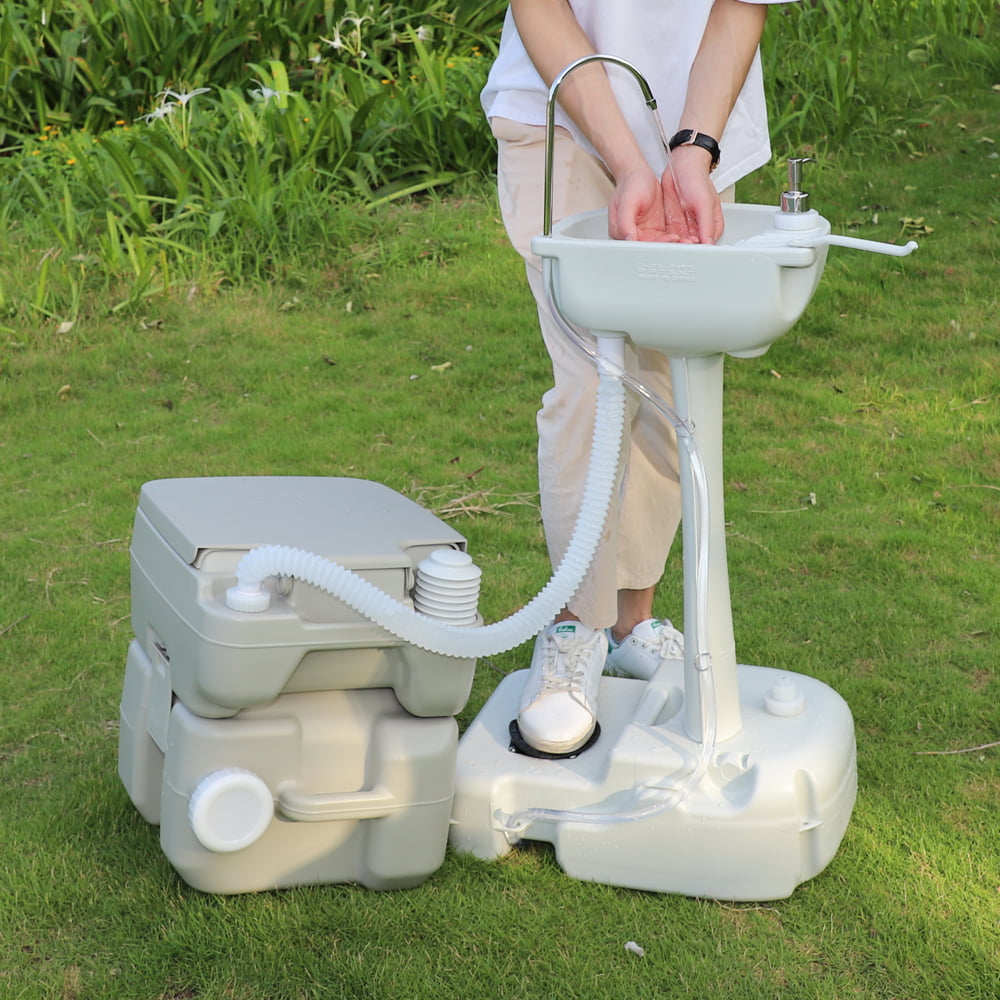 Nine Bull Portable Outdoor Sink with Camping Toilet and Hand Wash Basin