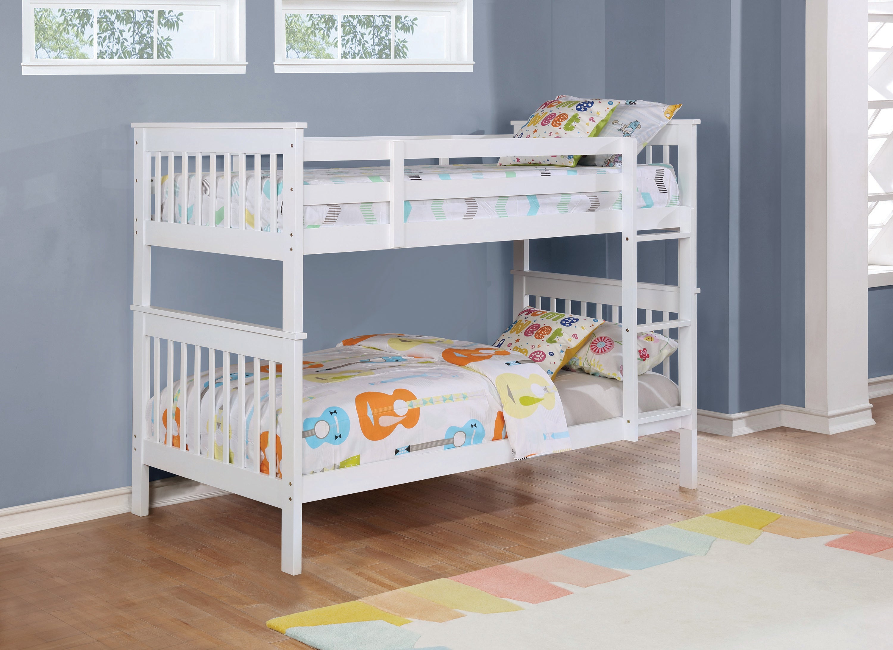 Chapman Wood Twin Over Twin Bunk Bed White-460244N