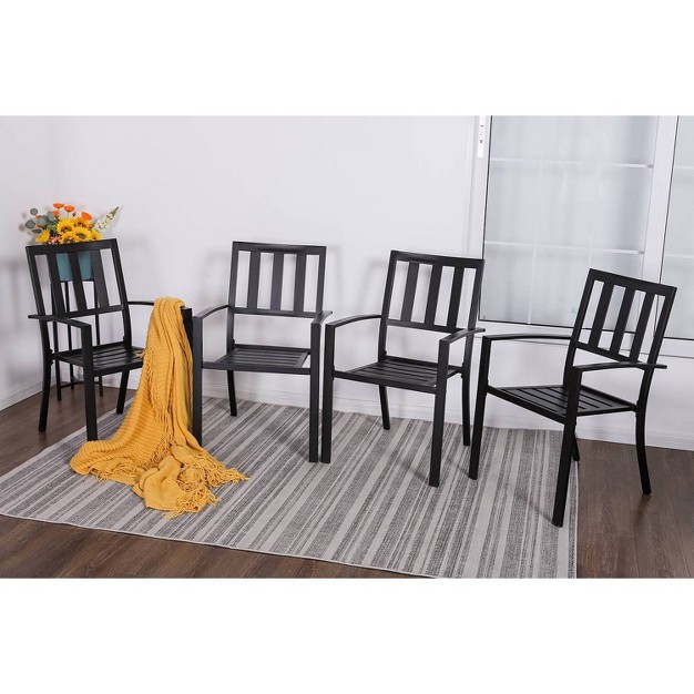 4pc Patio Stackable Metal Dining Chairs Captiva Designs