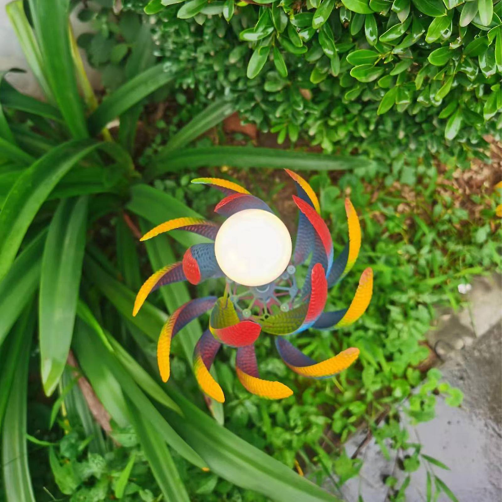 Rotating Garden Decoration Faceted Multicolor Metal Windmill