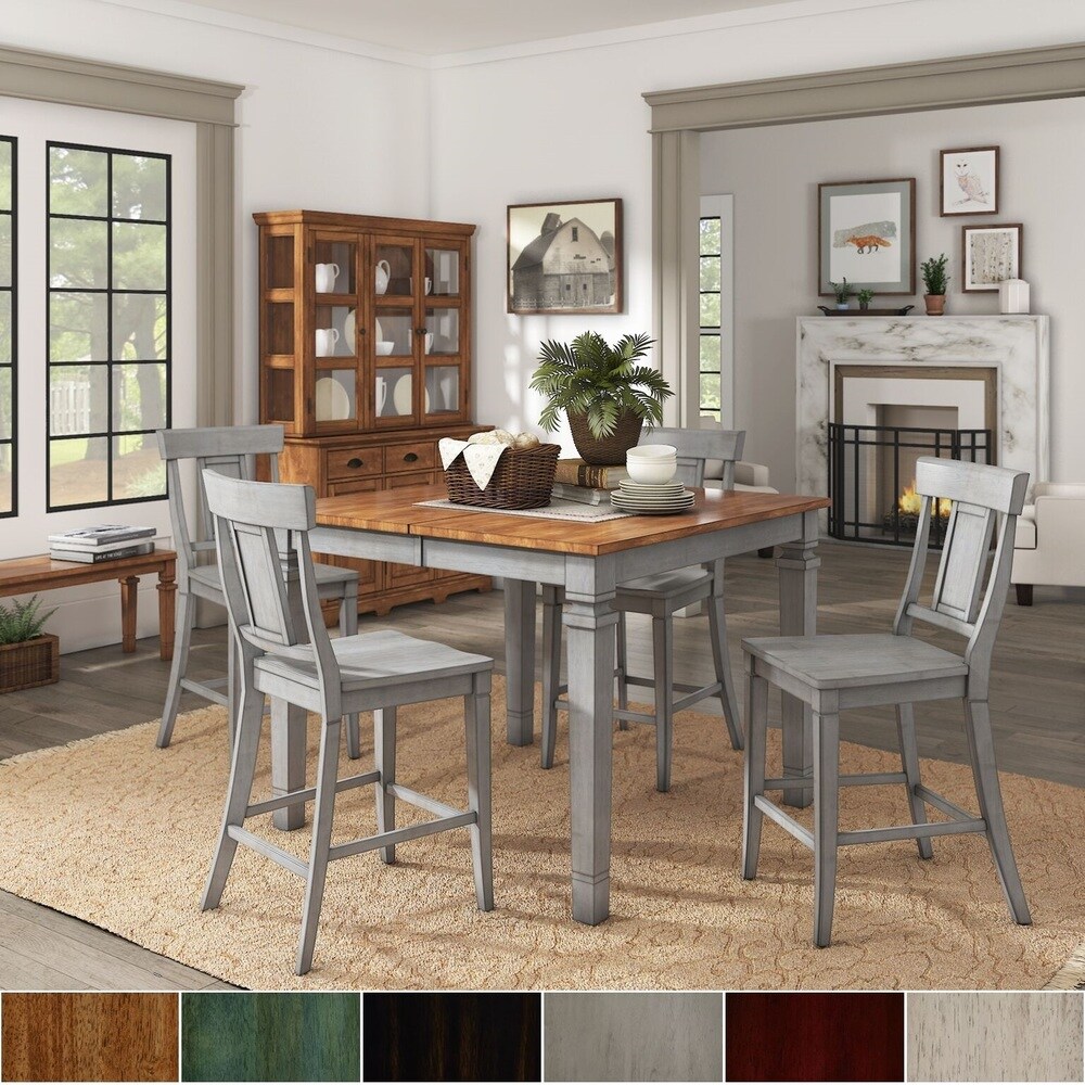 Elena Antique Grey Extendable Counter Height Dining Set   Panel Back by iNSPIRE Q Classic