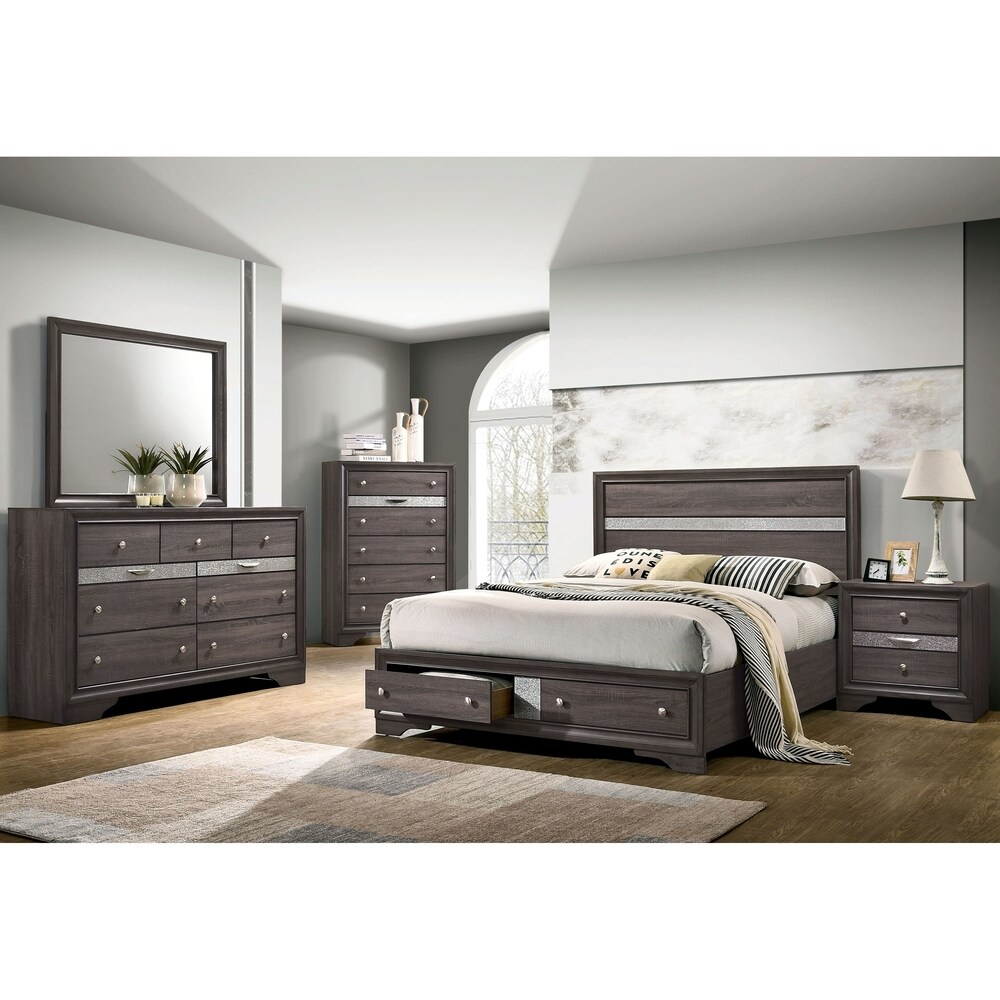 Bara Contemporary Grey Solid Wood 2 Piece Storage Platform Bedroom Set by Furniture of America