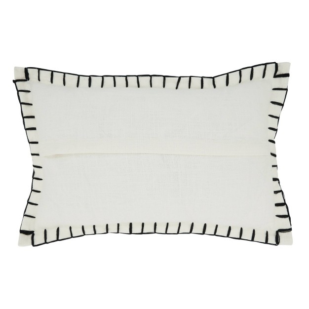 Oversize Minimalist Chic Chunky Whip Stitch Down Filled Lumbar Throw Pillow White Saro Lifestyle