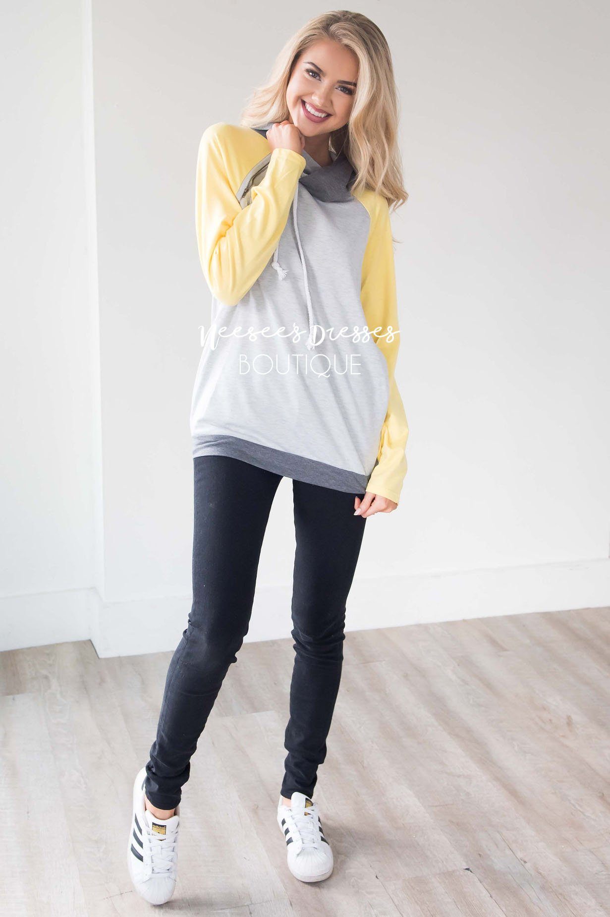 Shoulder Zip Double Hoodie Sweater