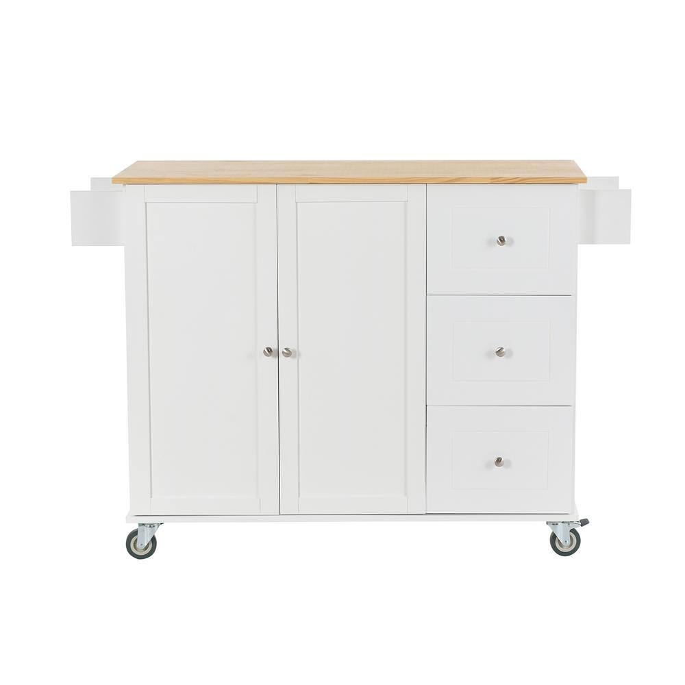 Nestfair White Kitchen Island with Racks and Drawers LWF287035W