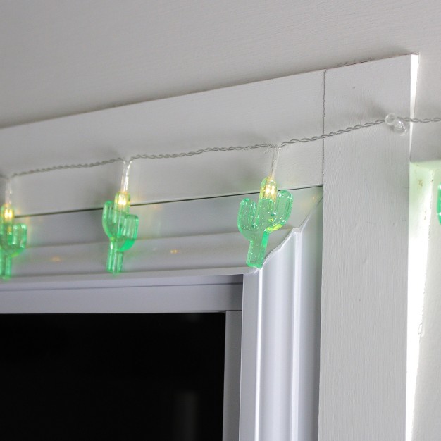 Northlight 10ct Battery Operated Cactus Summer Led String Lights Warm White 4 5 x27 Clear Wire