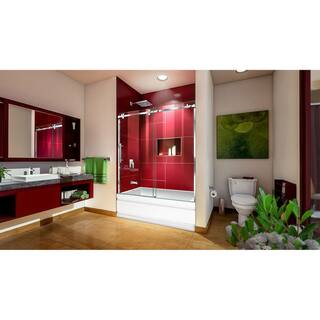 DreamLine Enigma Sky 56 to 60 in. W x 62 in. H Frameless Sliding Tub Door in Polished Stainless Steel SHDR-6560620-08