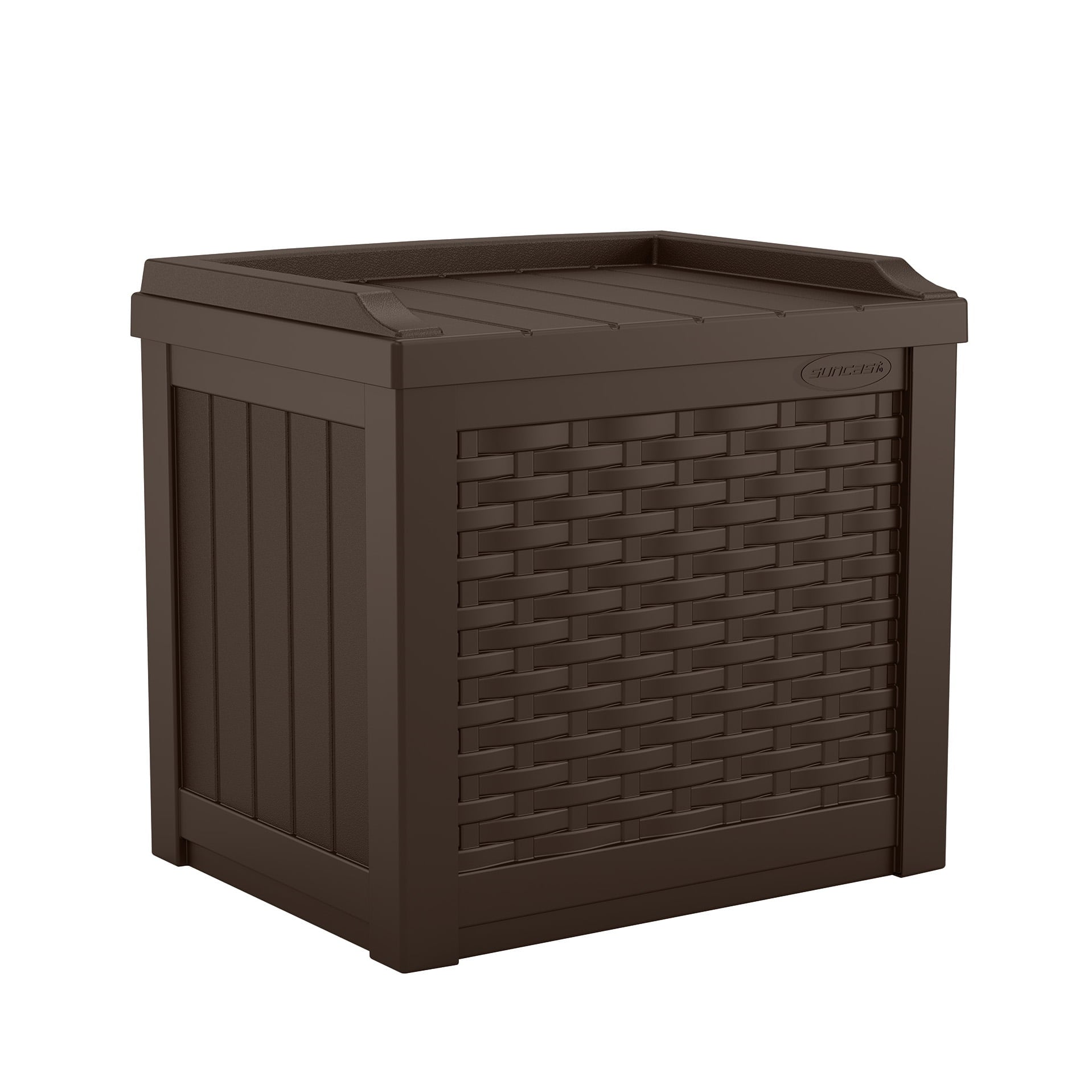 ZXMYY Outdoor 22 Gallon Resin and Wicker Deck Box, Java Brown