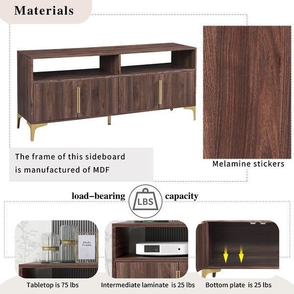 58'' Sideboard with Gold Metal Legs and Handles